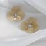 Fashion Gold Copper Diamond Three-dimensional Flower Stud Earrings