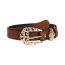 Fashion Brown Metal Square Textured Pin Buckle Wide Belt