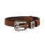 Fashion Brown Metal Square Textured Pin Buckle Wide Belt