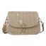 Fashion Khaki Saddle Straw Bag Shoulder Bag Crossbody Bag