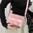 Fashion Pink Pu Woven Square Shoulder Bag