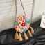 Fashion Khaki Cotton Woven Flower Crossbody Bag