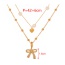 Fashion Gold Double Layer Copper Inlaid Zirconia Bow Pendant Bead Necklace