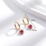Fashion 4# Titanium Steel Diamond Heart Hoop Earrings