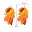 Fashion Orange Alloy Oil Dripping Leaf Earrings