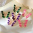 Fashion Green Alloy Oil Drop Pearl Butterfly Stud Earrings
