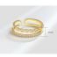 Fashion Gold Color Copper Inlaid Zirconium Double Circle Open Ring
