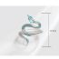 Fashion White Gold Copper And Diamond Snake Open Ring