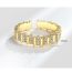 Fashion Gold Color Copper And Diamond Geometric Open Ring