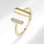 Fashion White Gold Copper And Diamond Geometric Open Ring