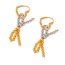 Fashion Golden 2 Copper Bow Pendant Beaded Love Earrings Earrings