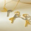 Fashion Golden 1 Copper Bow Pendant Beaded Necklace