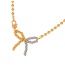 Fashion Gold Copper Bow Pendant Beaded Lobster Clasp Necklace