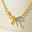 Fashion Gold Copper Bow Pendant Beaded Lobster Clasp Necklace