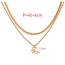 Fashion Golden 2 Double Layer Titanium Steel Snake Bone Chain Twist Pendant Flower Necklace