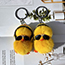 Fashion Bright Yellow Mink Feather Duck Keychain