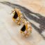 Fashion Gold Titanium Steel Hollow Drop Pearl Earrings