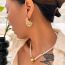 Fashion Gold Titanium Steel Hollow Drop Pearl Earrings