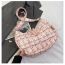 Fashion Pink Belt Pendant Houndstooth Large Capacity Shoulder Bag