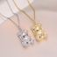 Fashion Silver Titanium Steel Diamond Care Bear Necklace