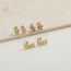 Fashion Type C Gold-plated Copper Geometric Stud Earrings With Diamonds