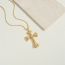 Fashion Cross Gold Plated Copper Cross Necklace With Zirconium
