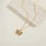 Fashion Love Gold-plated Copper And Diamond Heart Four-leaf Necklace