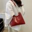 Fashion Red Pu Large Capacity Crossbody Bag