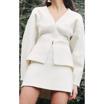 Fashion White Polyester Knitted Skirt
