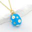 Fashion Pink Copper Dripping Oil Colored Egg Pattern Necklace