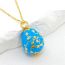 Fashion Sky Blue Copper Dripping Oil Colored Egg Pattern Necklace