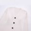 Fashion White Color Block Stitched Large Pocket Knitted Jacket