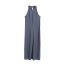 Fashion Grey Blended Round Neck Sleeveless Suspender Maxi Skirt