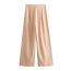 Fashion Khaki Polyester Lace-up Straight-leg Trousers