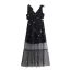 Fashion Black Mesh Exposed Waist Strappy Mesh Long Skirt