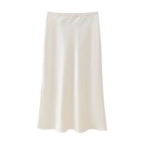 Fashion White Silk-satin Pleated Skirt