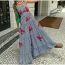 Fashion Lattice Polyester Embroidered Plaid Suspender Long Skirt