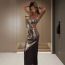 Fashion Silver Polyester Square Neck Suspender Long Skirt