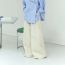 Fashion Beige Cotton High-waisted Wide-leg Pants