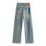 Fashion Denim Blue High-waisted Straight-leg Wide-leg Jeans