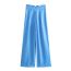 Fashion Blue Polyester Straight Trousers