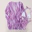 Fashion Purple And White Strips Polyester Vertical Pattern Halterneck Split Swimsuit Bikini Three-piece Set