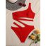 Fashion Red Polyester Hollow One-shoulder One-piece Swimsuit