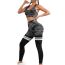 Fashion Gray Suit Nylon Color-blocked Round Neck Short-sleeved High-waisted Trousers Two-piece Yoga Set