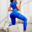 Fashion Blue Nylon Seamless Short-sleeved High-waisted Trousers Suit