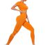 Fashion Orange Color Nylon Seamless Short-sleeved High-waisted Trousers Suit