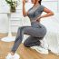 Fashion Grey Nylon Seamless Short-sleeved High-waisted Trousers Suit