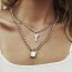 Fashion Silver Alloy Geometric Key Lock Double Layer Necklace
