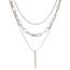 Fashion Silver Metal Long Vertical Bar Multi-layer Chain Necklace