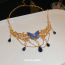 Fashion Necklace - Gold Pearl And Diamond Drop Butterfly Necklace